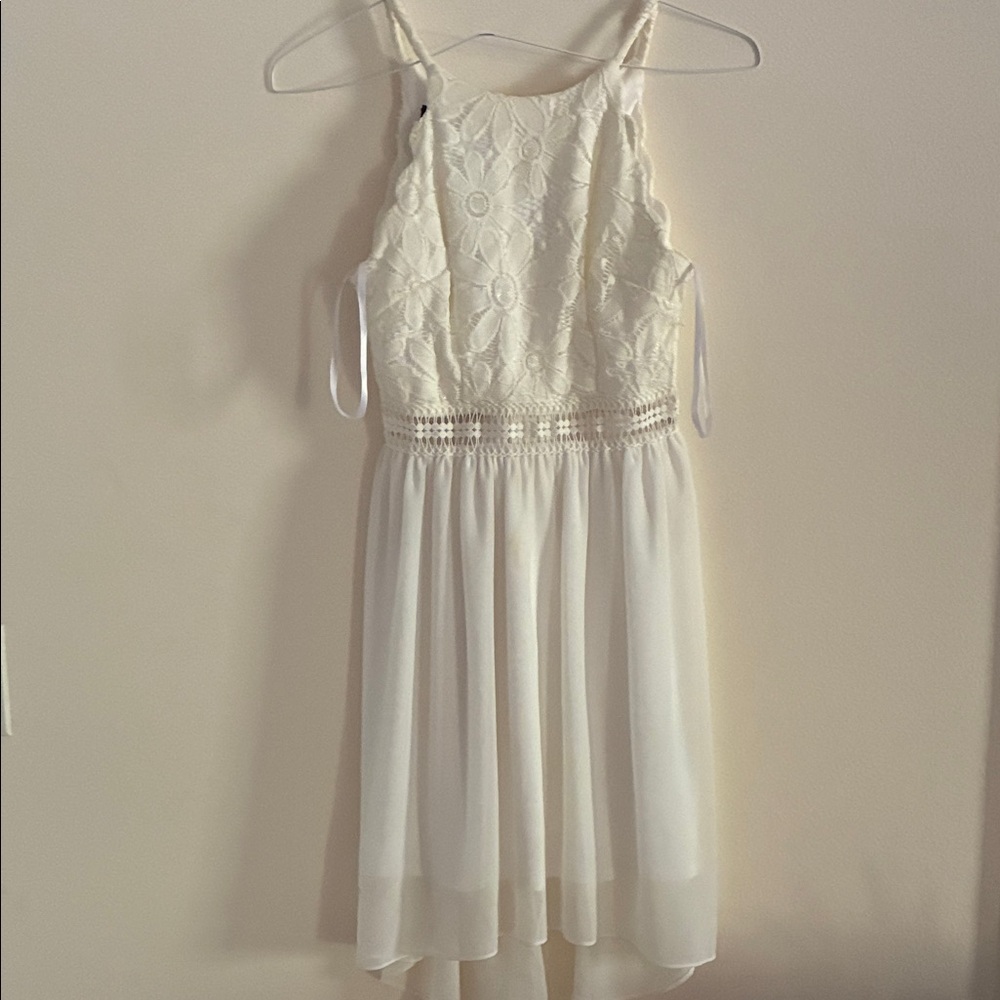 Iz Byer White Lace Midi Dress